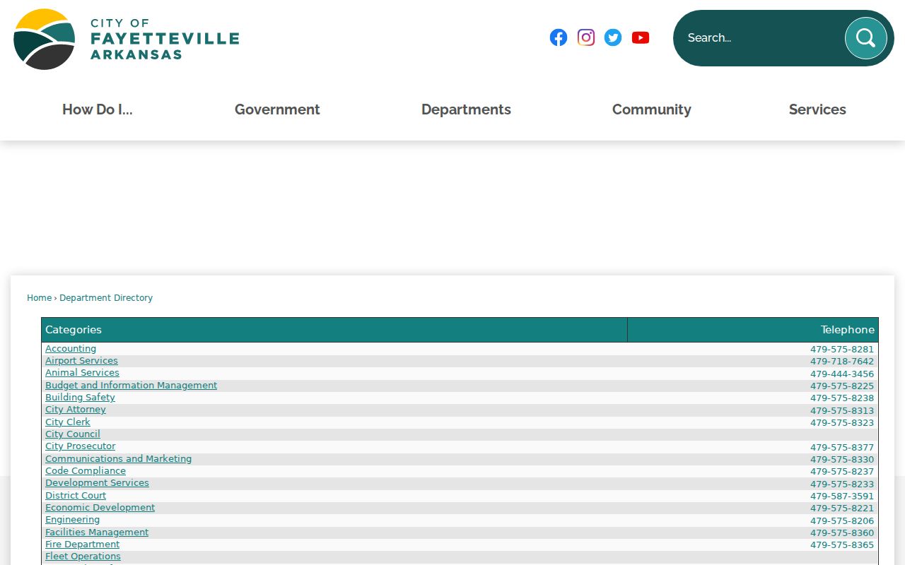 Fayetteville people directories city department directory