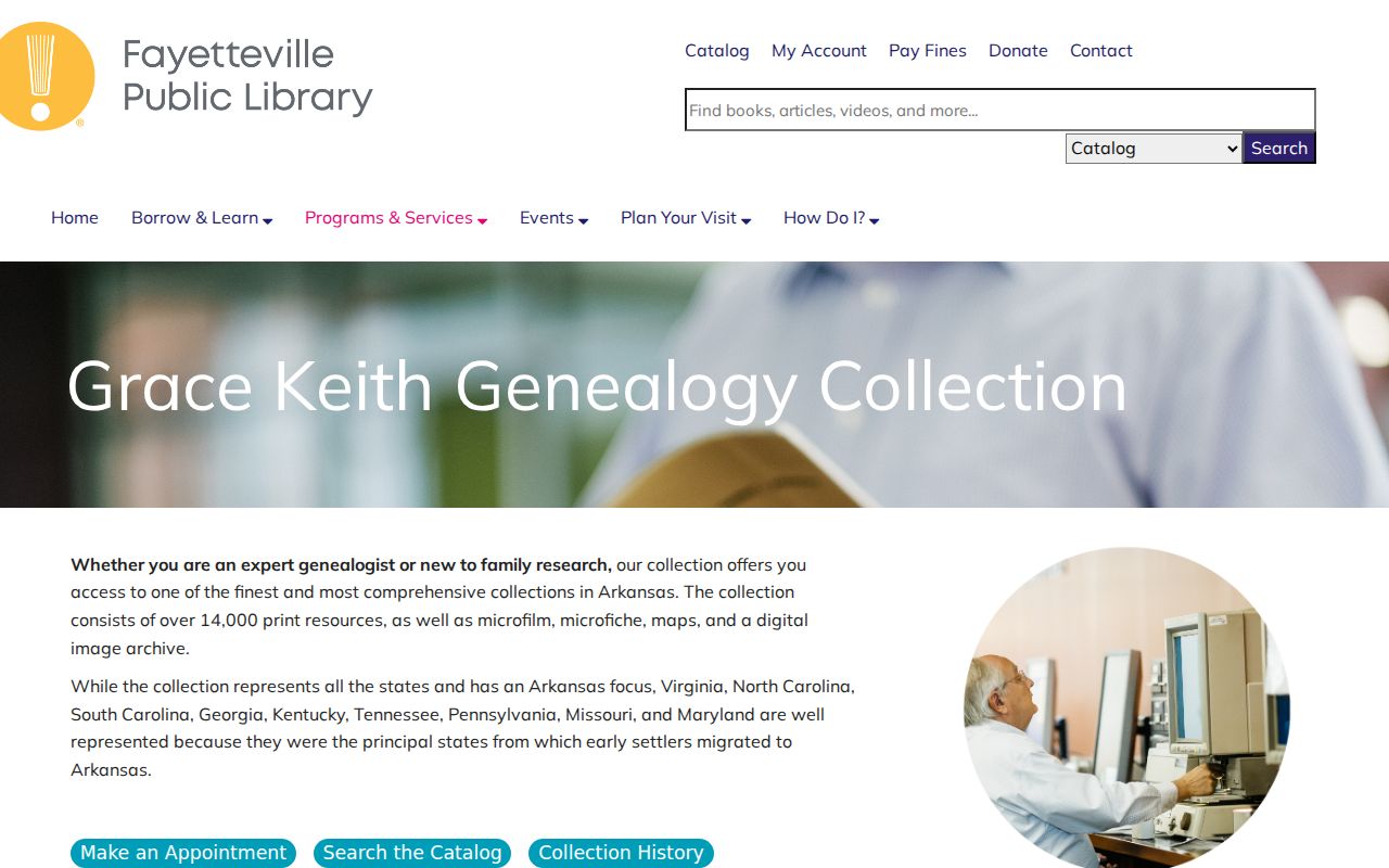 Fayetteville people directories public library genealogy collection