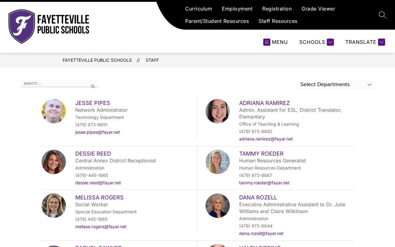 Fayetteville people directories public schools staff directory